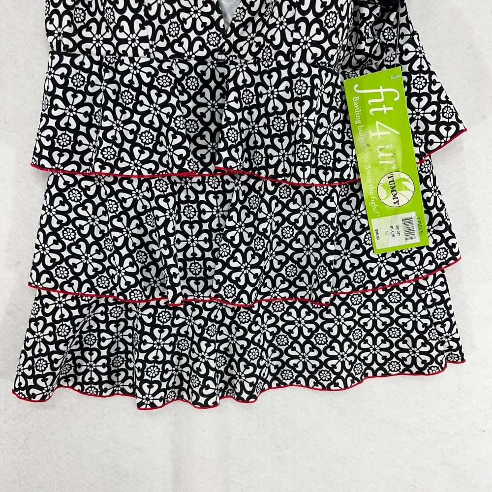 NEW Fit 4 Ur Tummy Tankini Swim Top Peplum Tier Black Built in Bra Womens Sz 12 - Picture 3 of 10